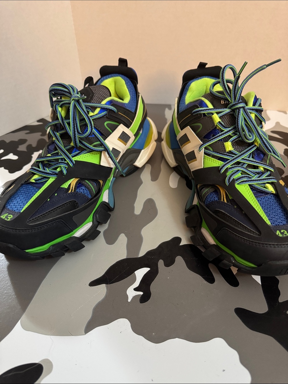 Balenciaga Multicolor Blue Neon Green Black Track Sneakers